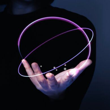 woman-s-hand-presenting-futuristic-technology-digital-remix